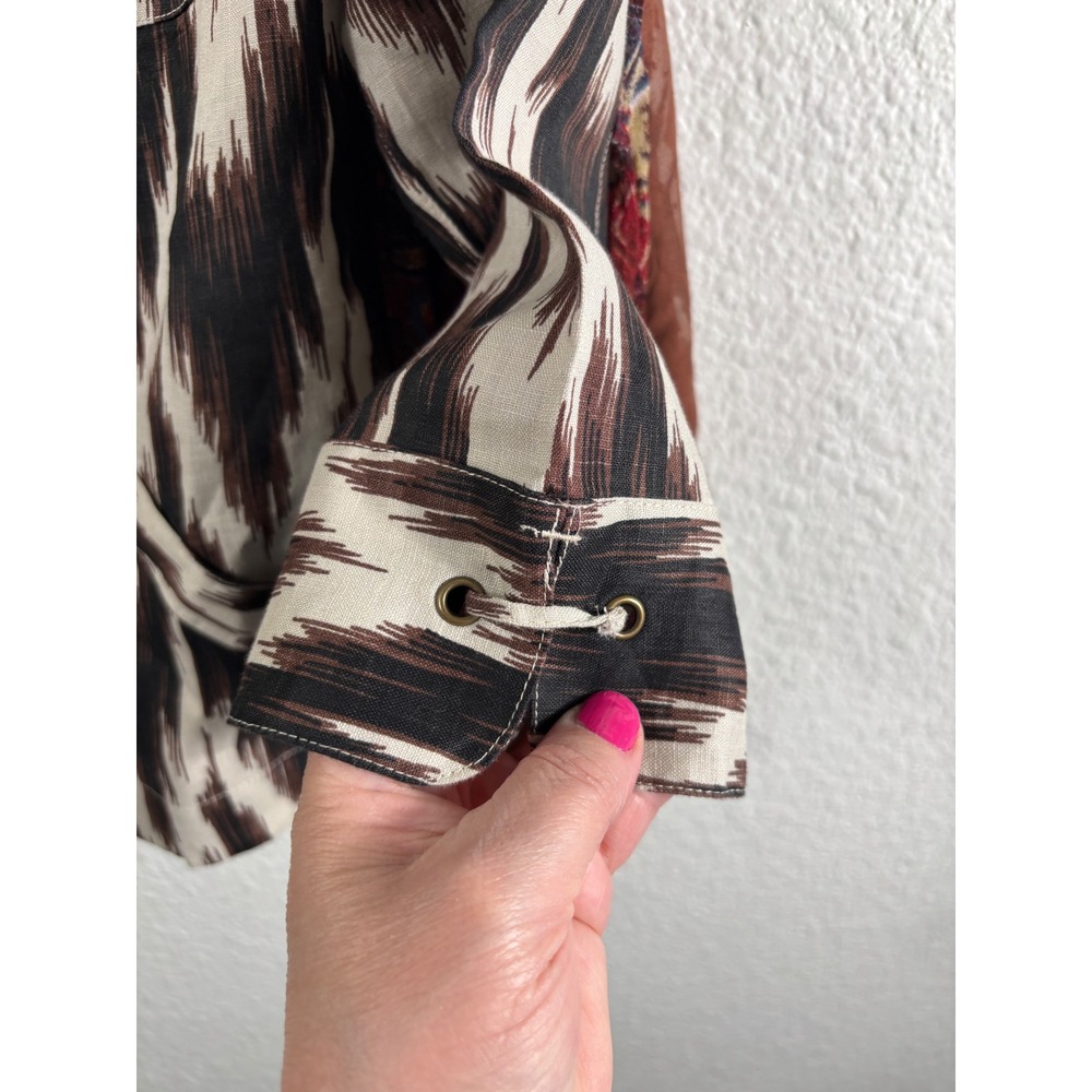 Chicos Womens Lot of 3 Tops Size 0 Linen Ikat Jacket Sequin Tunic Brown Blouse - Picture 3 of 16
